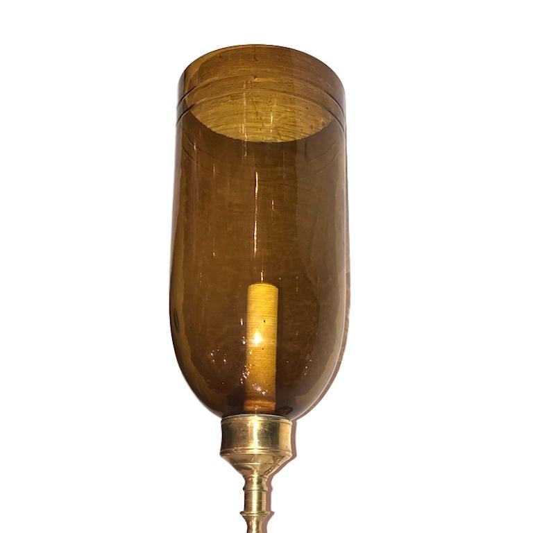 Early 20th Century Set of Six Anglo Indian Amber Glass Sconces, Sold in Pairs For Sale