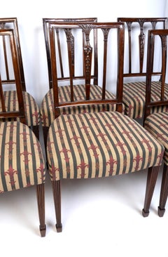 Set di sei sedie da pranzo antiche del 18° secolo, Giorgio III Sheraton, C.C.