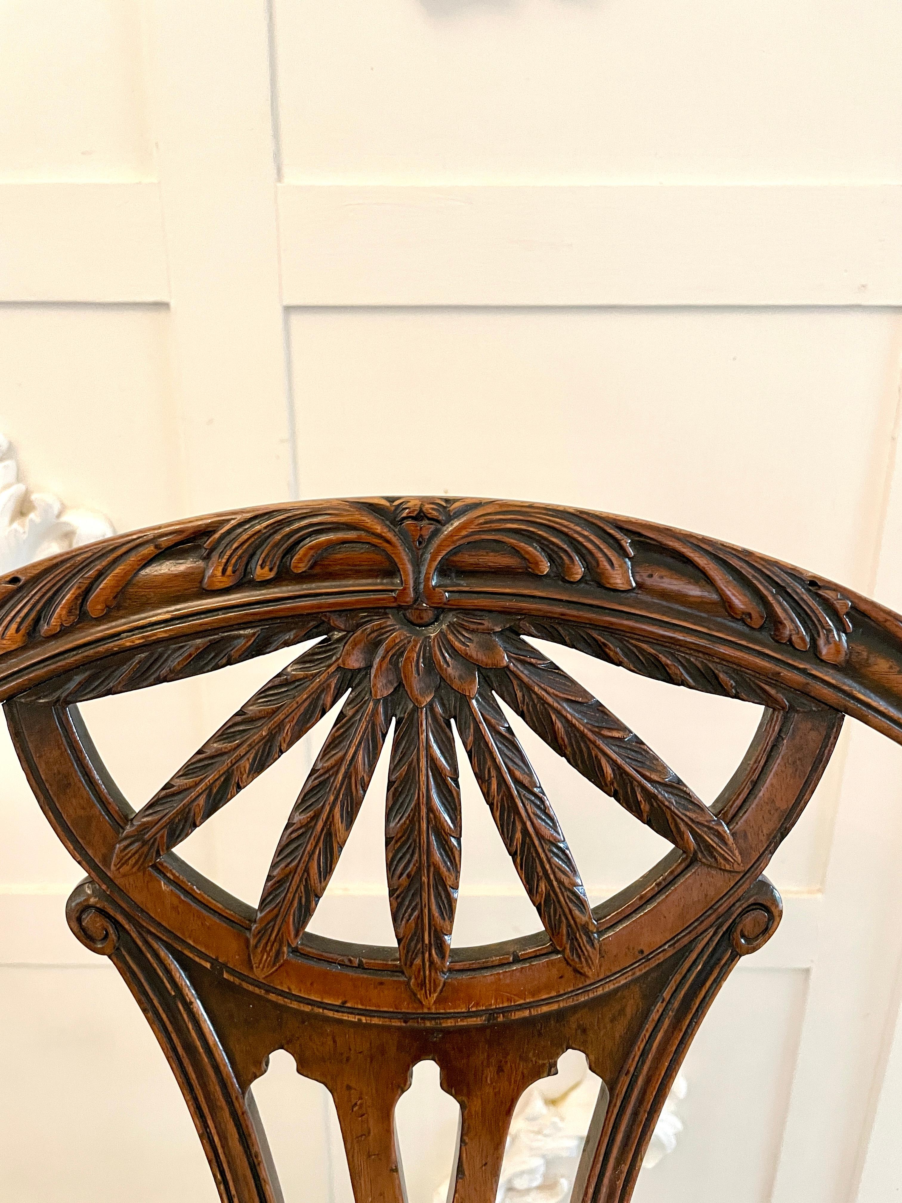 Set of Six Antique 19th Century Quality Carved Mahogany Dining Chairs For Sale 6