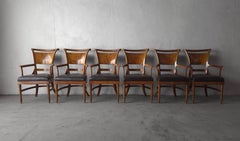 Set of Six Antique Biedermeier Burled Walnut Dining Chairs