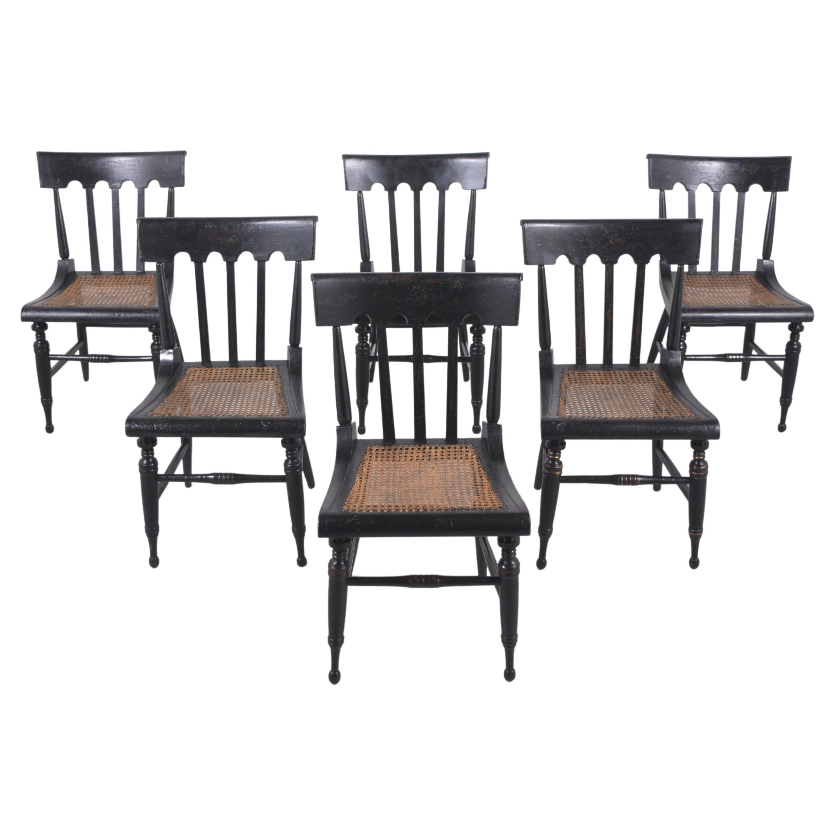 Set of Six Antique Cane Dining Chairs