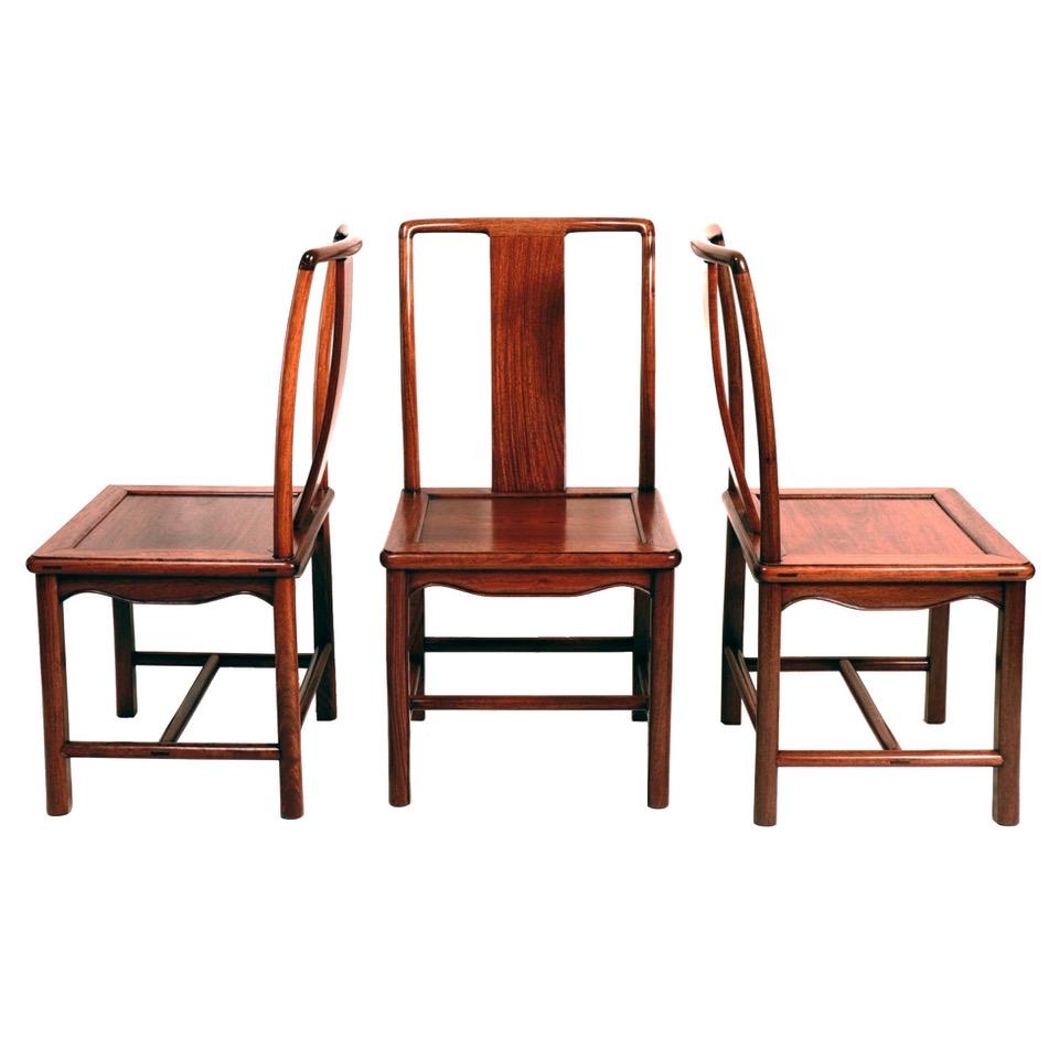 Hong Kong Set of Six Antique Chinese Mid-Century Modern Dining Chairs For Sale