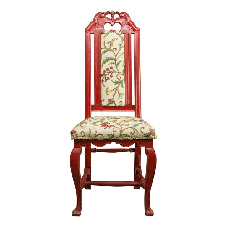 Set of Six Antique Dining Chairs, Continental Painted Kitchen, Needlepoint at 1stDibs