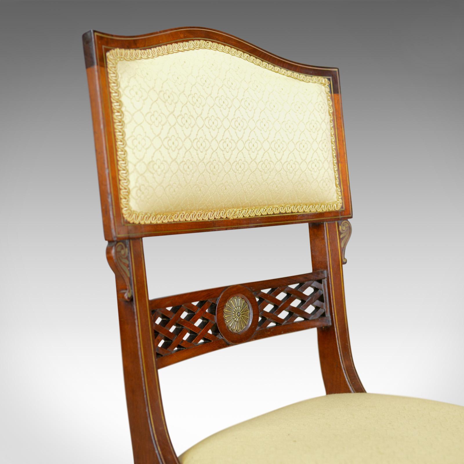 Set of Six, Antique, Dining Chairs, English, Regency, Mahogany, circa 1820 1