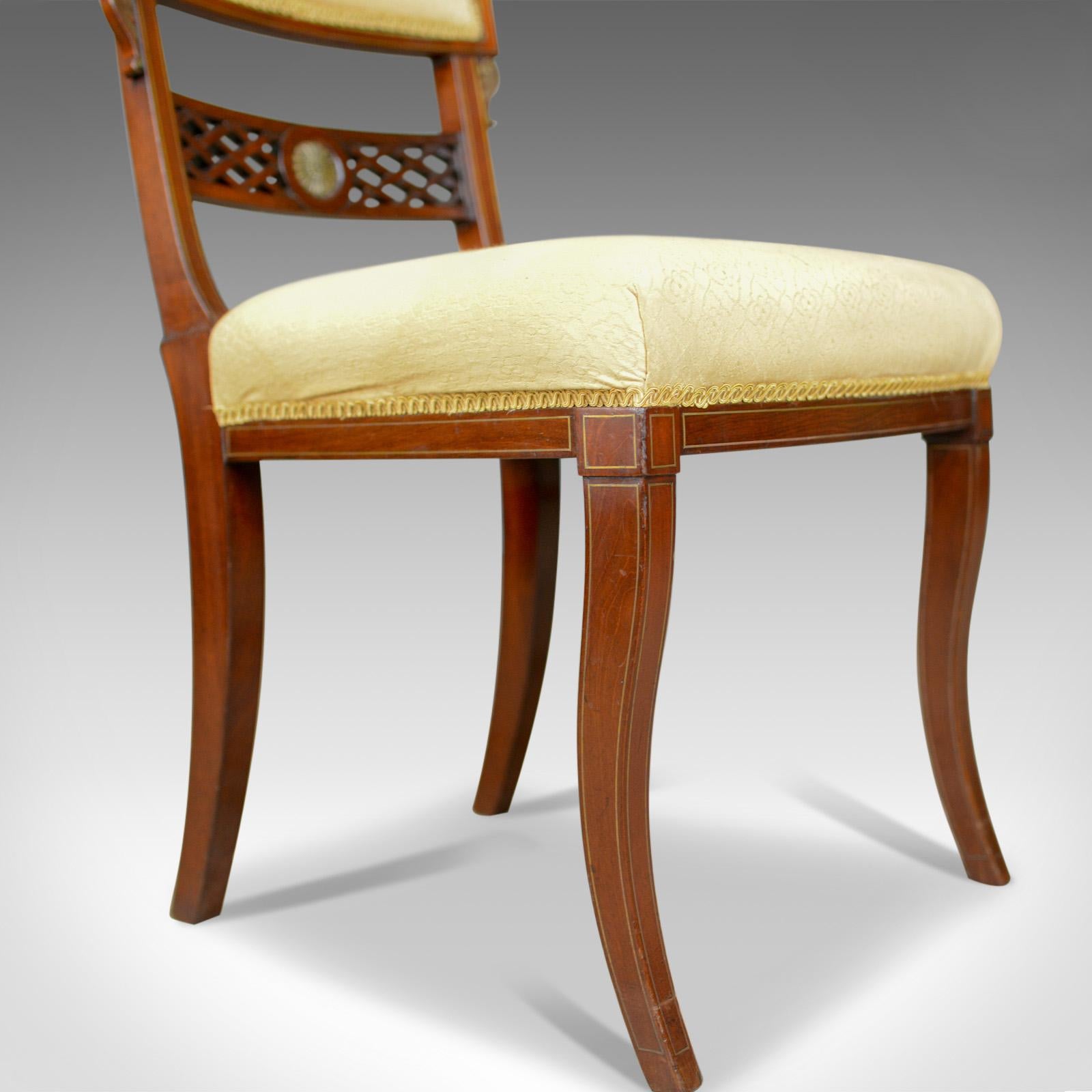 Set of Six, Antique, Dining Chairs, English, Regency, Mahogany, circa 1820 4