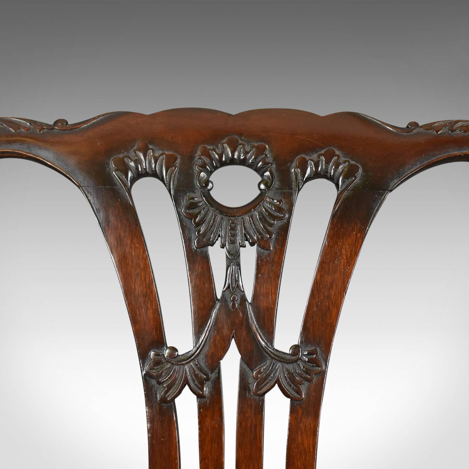 Set of Six Antique Dining Chairs English Victorian Chippendale Taste, circa 1900 1