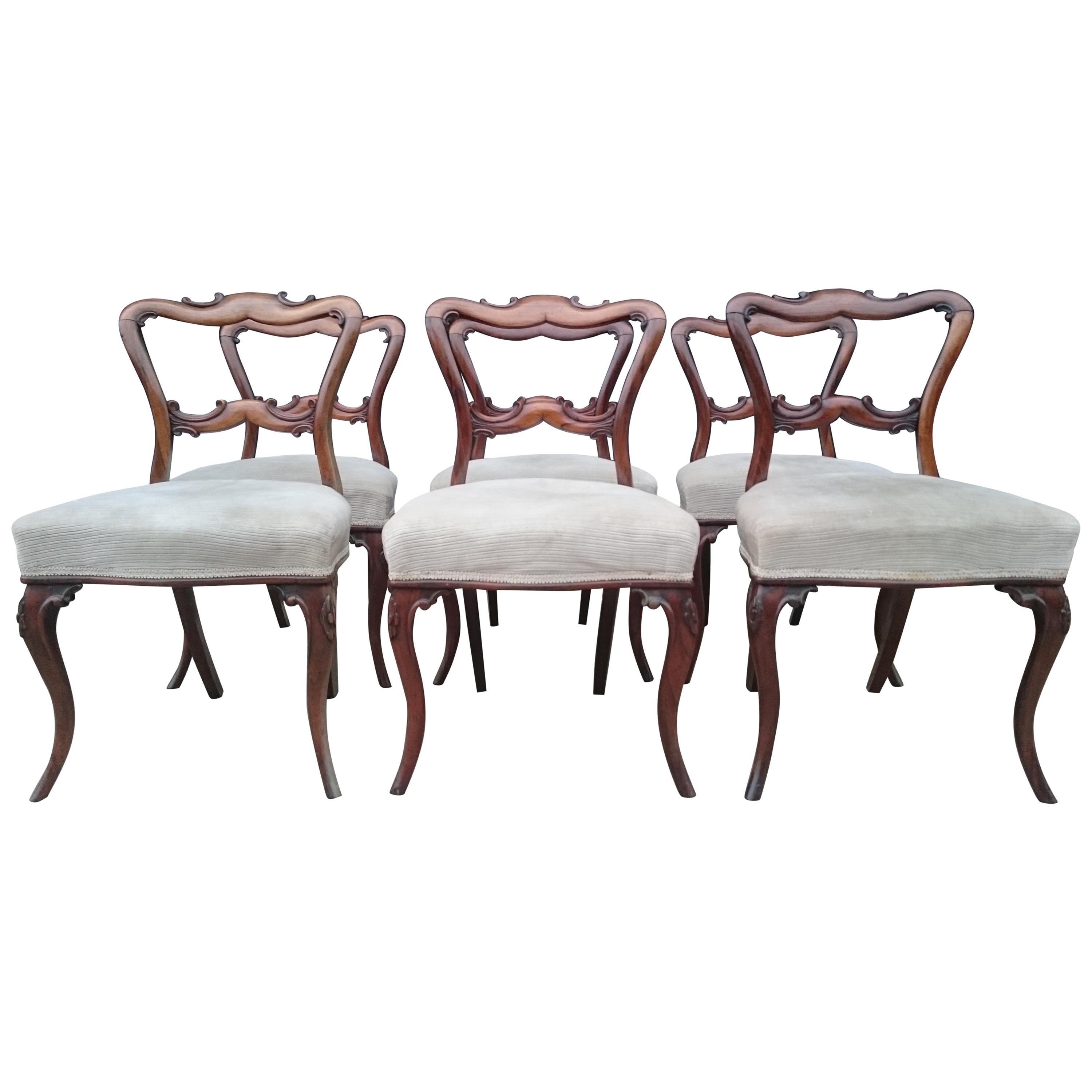 Set of Six Antique Dining Chairs For Sale
