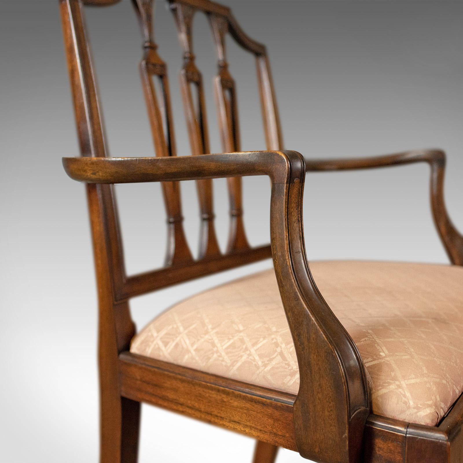Set of Six Antique Dining Chairs, Mahogany, Victorian, Sheraton Revival 4