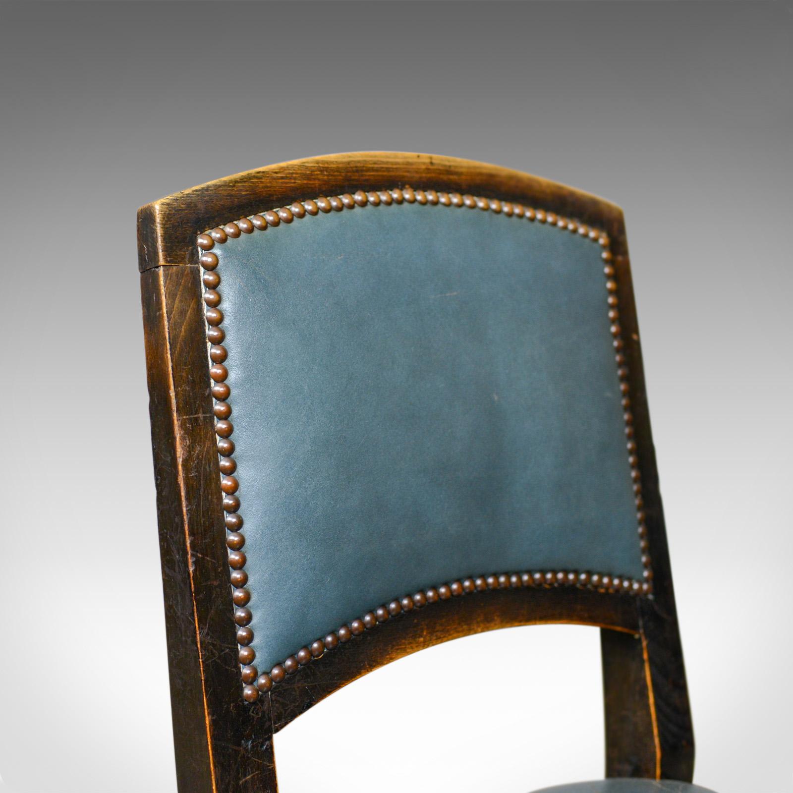 19th Century Set of Six Antique Dining Chairs, Oak, Leather, Aesthetic Movement, circa 1880