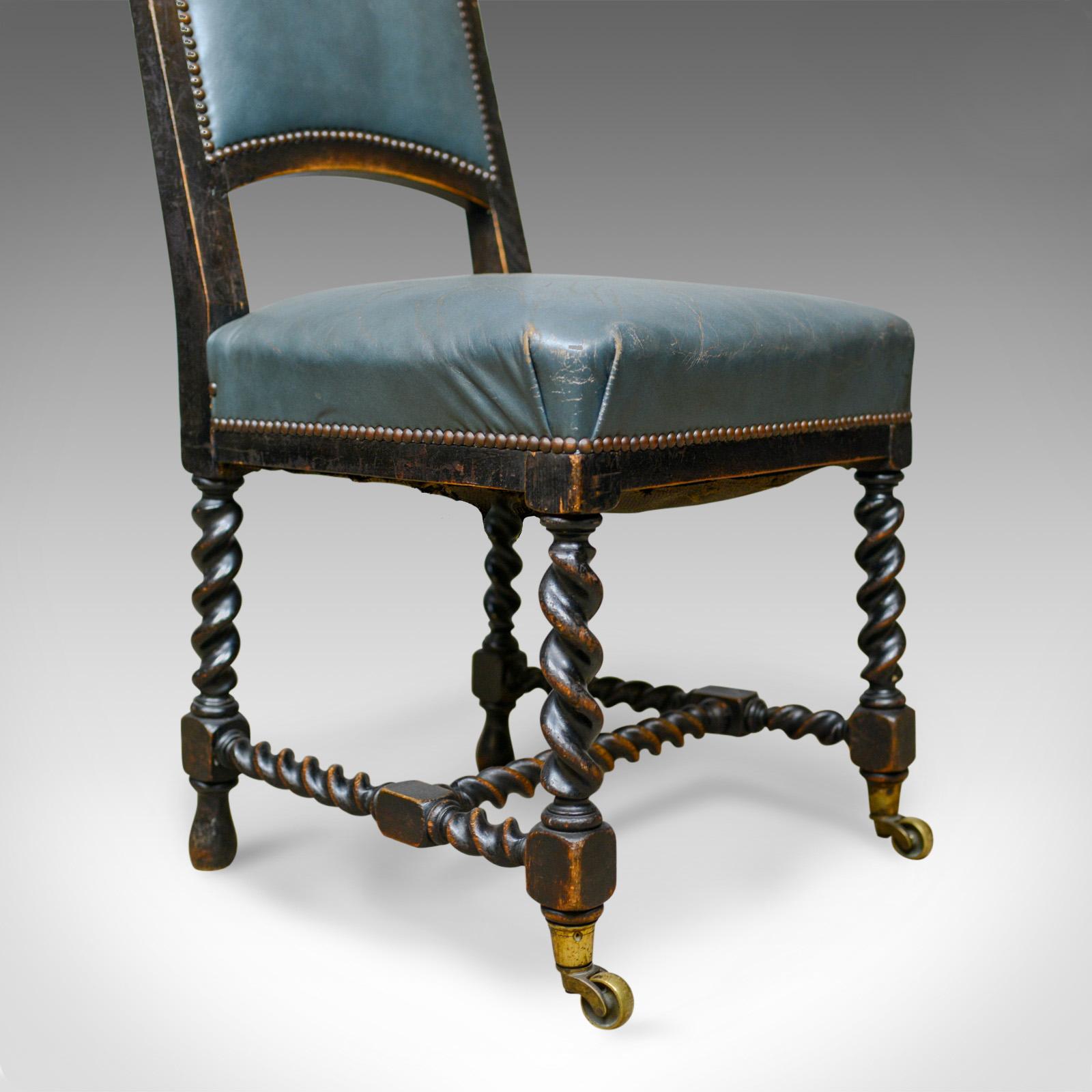 Set of Six Antique Dining Chairs, Oak, Leather, Aesthetic Movement, circa 1880 2