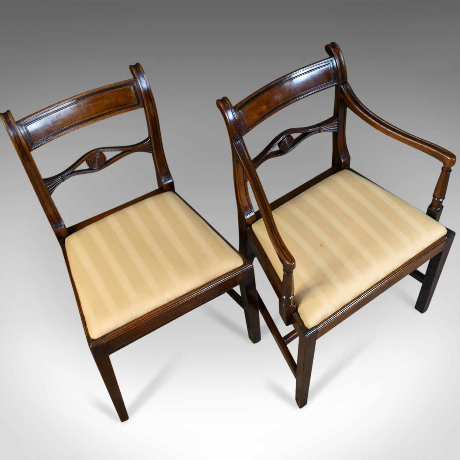 19th Century Set of Six, Antique, Dining Chairs, Regency, Mahogany, circa 1820