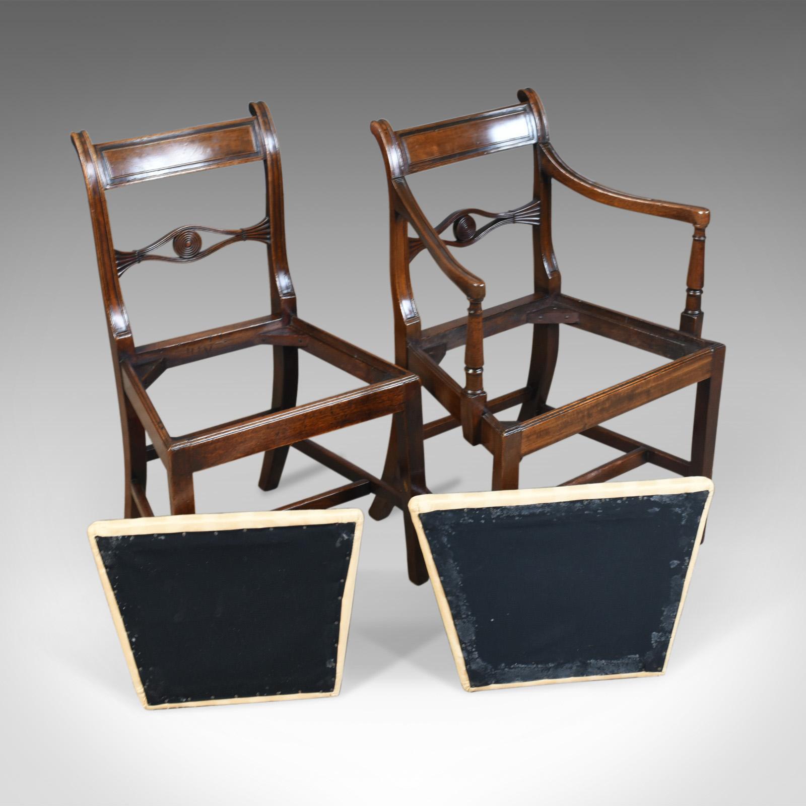 Set of Six, Antique, Dining Chairs, Regency, Mahogany, circa 1820 1