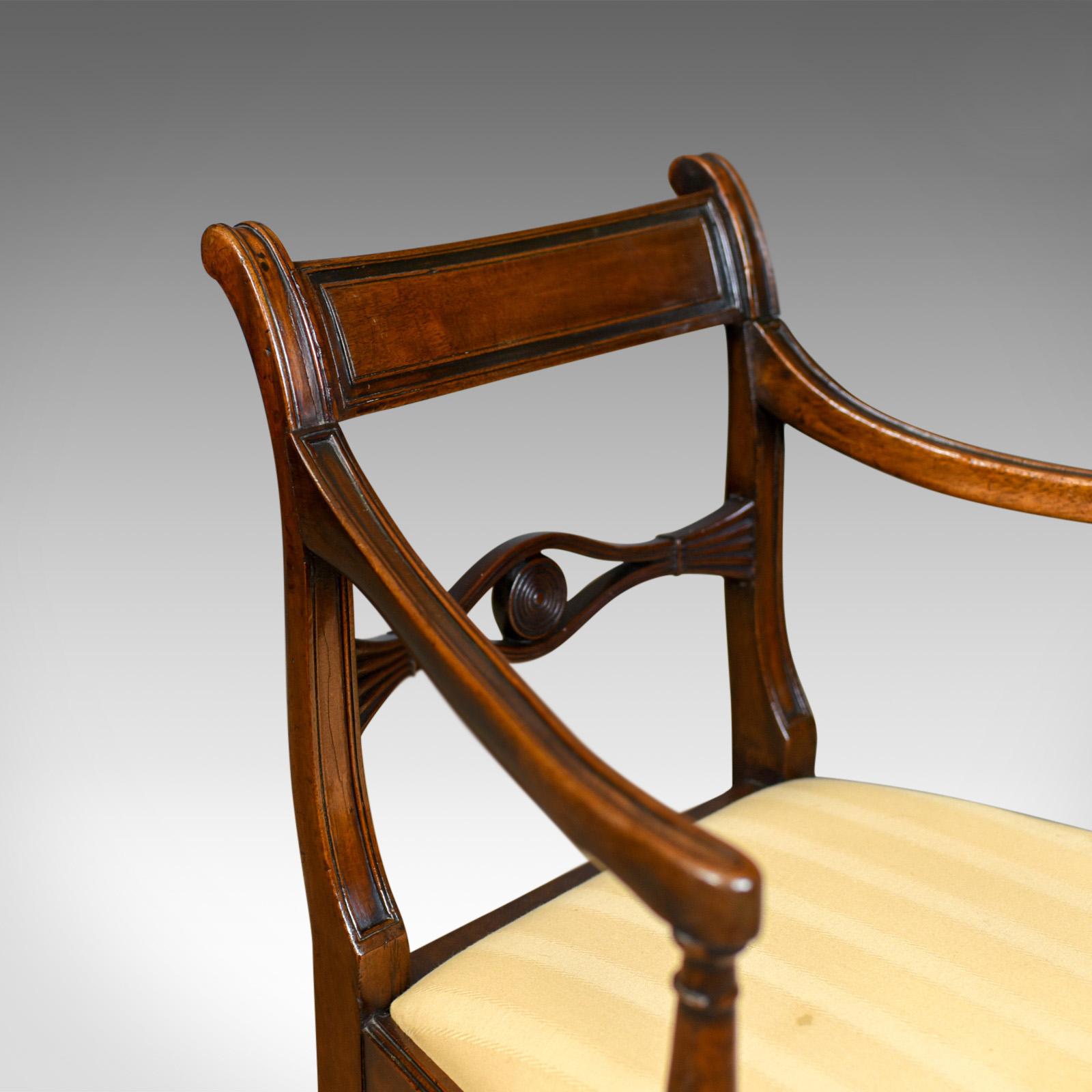 Set of Six, Antique, Dining Chairs, Regency, Mahogany, circa 1820 3