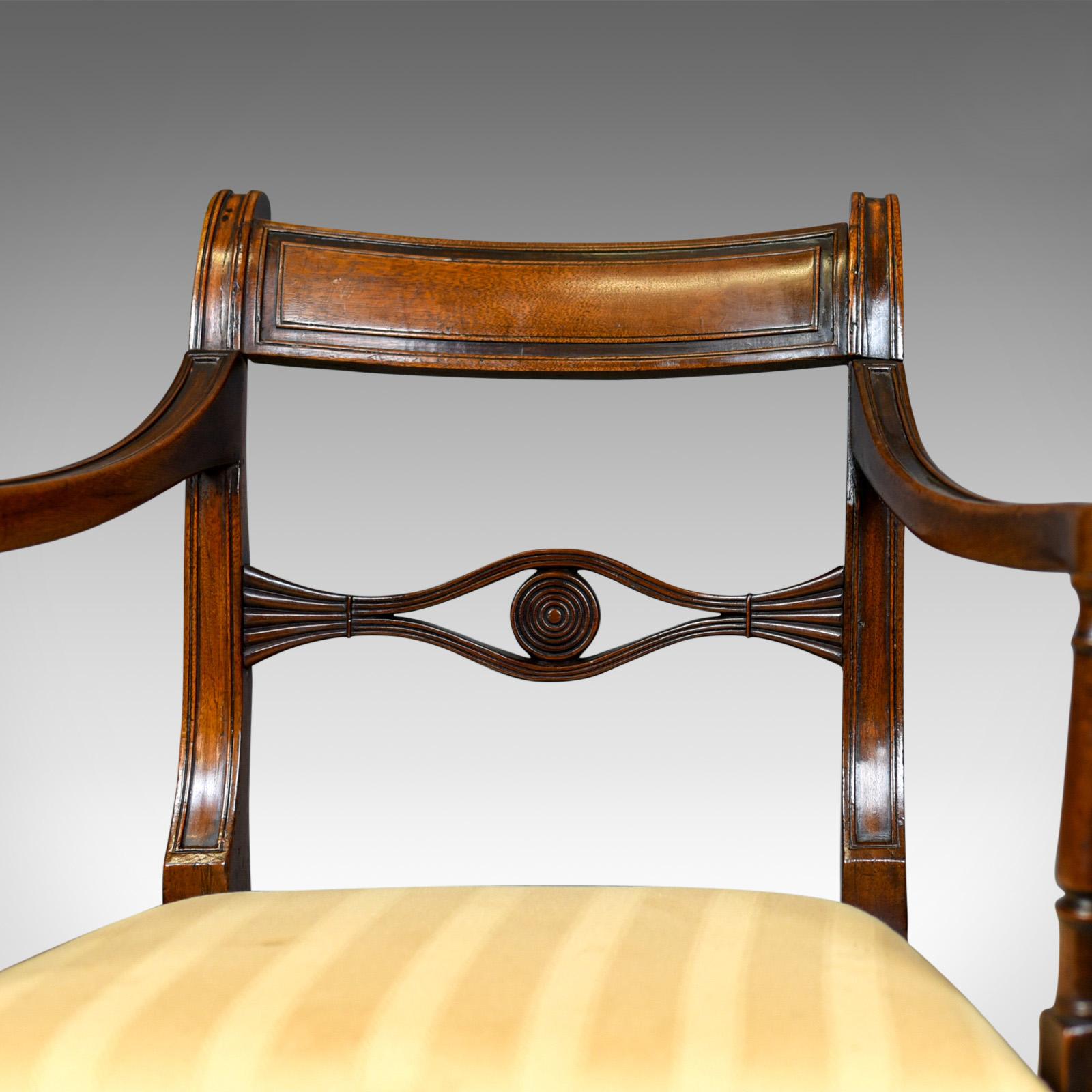 Set of Six, Antique, Dining Chairs, Regency, Mahogany, circa 1820 4
