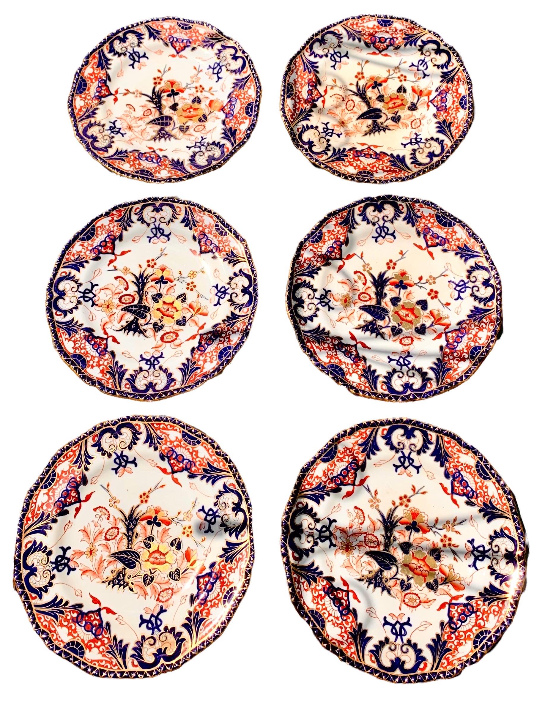 Hand-Crafted Set of Six Antique Early 19th Century Masons Dinner Plates For Sale