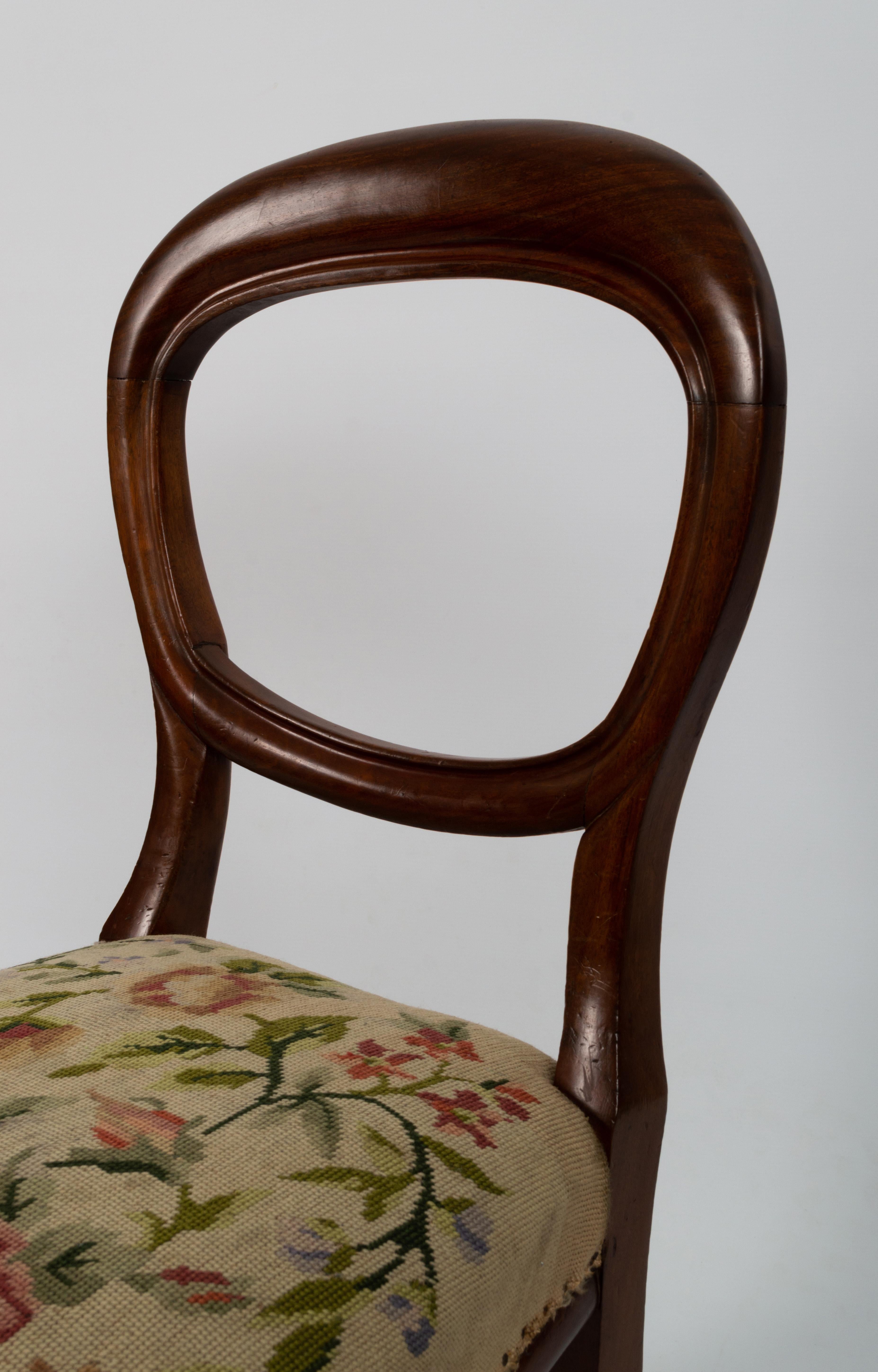 Set of Six Antique English 19th Century Mahogany Balloon Back Chairs circa 1860 For Sale 6
