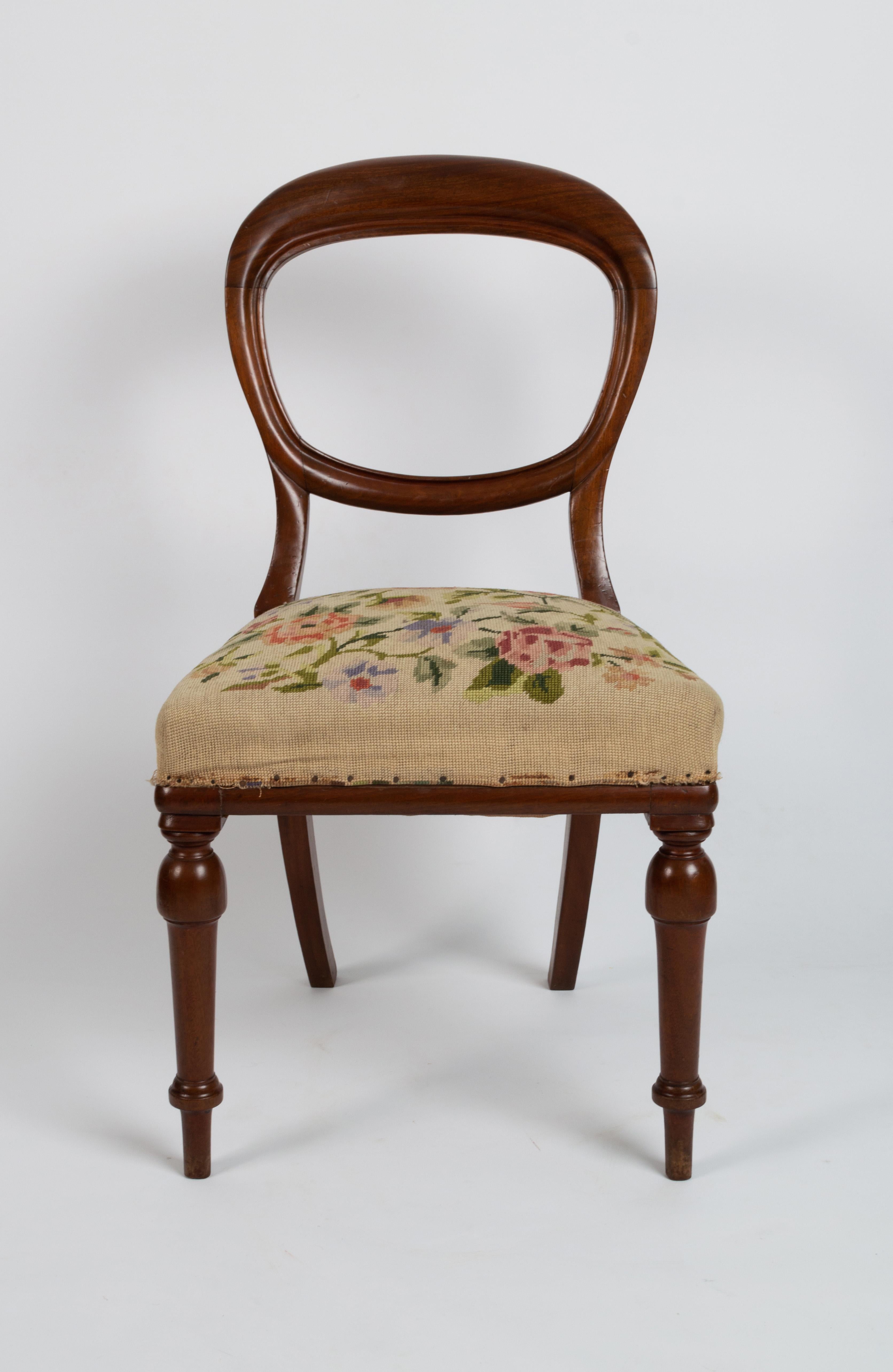 Set of Six Antique English 19th Century Mahogany Balloon Back Chairs circa 1860 For Sale 9