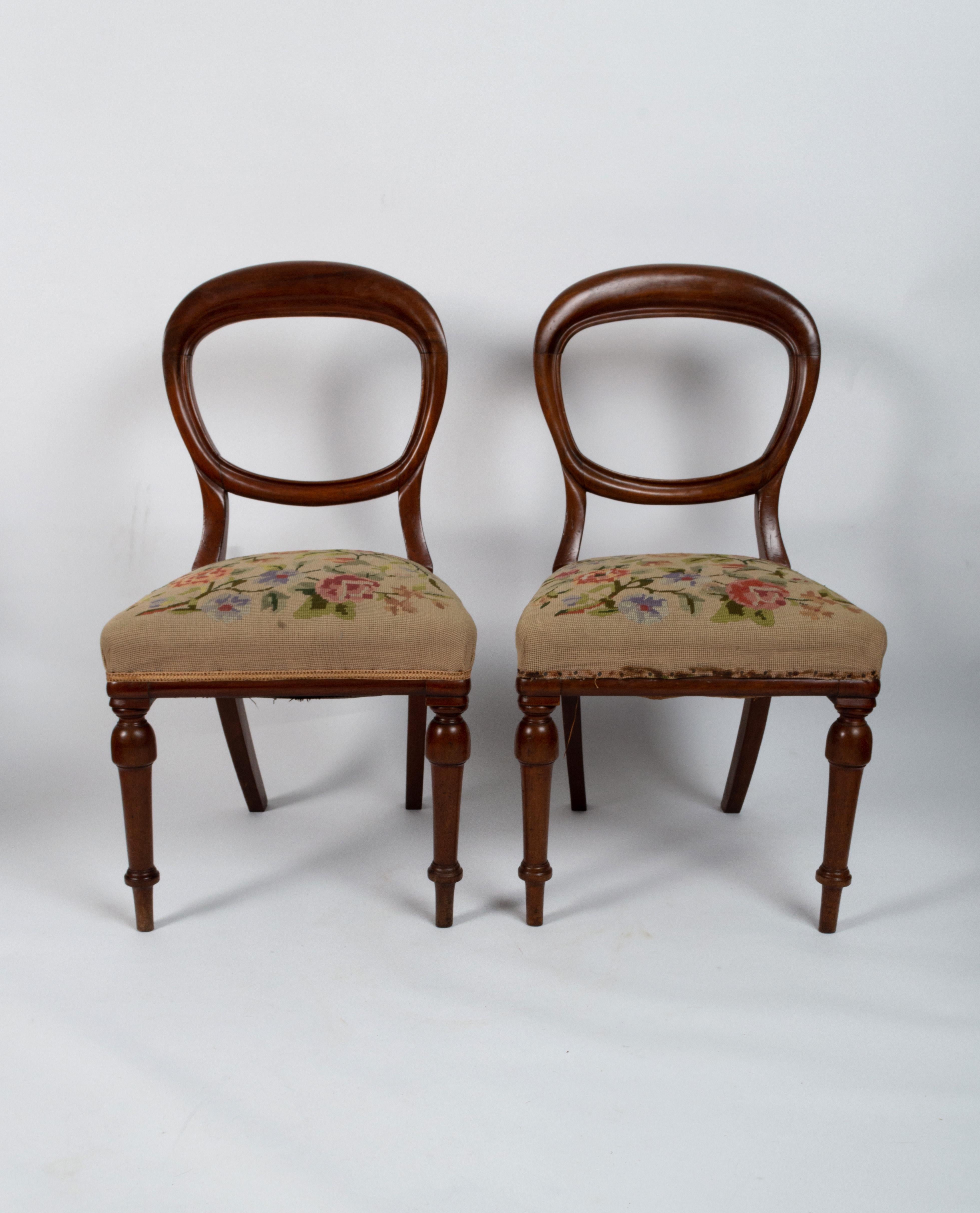 Set of Six Antique English 19th Century Mahogany Balloon Back Chairs circa 1860 For Sale 2