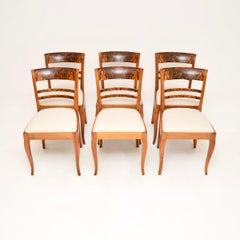 Set of Six Antique French Burr Walnut Dining Chairs