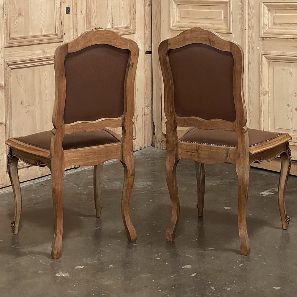 Set of Six Antique French Louis XIV Walnut Dining Chairs For Sale 4