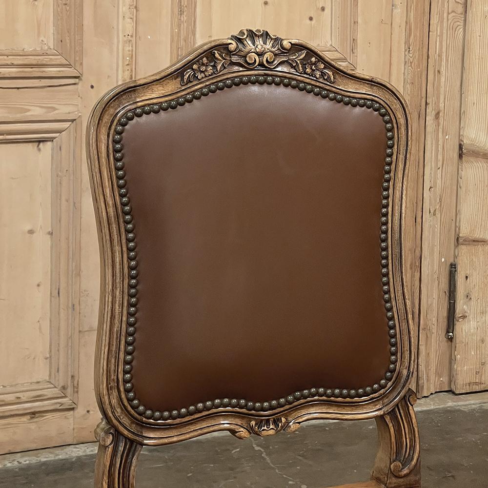 Set of Six Antique French Louis XIV Walnut Dining Chairs For Sale 5
