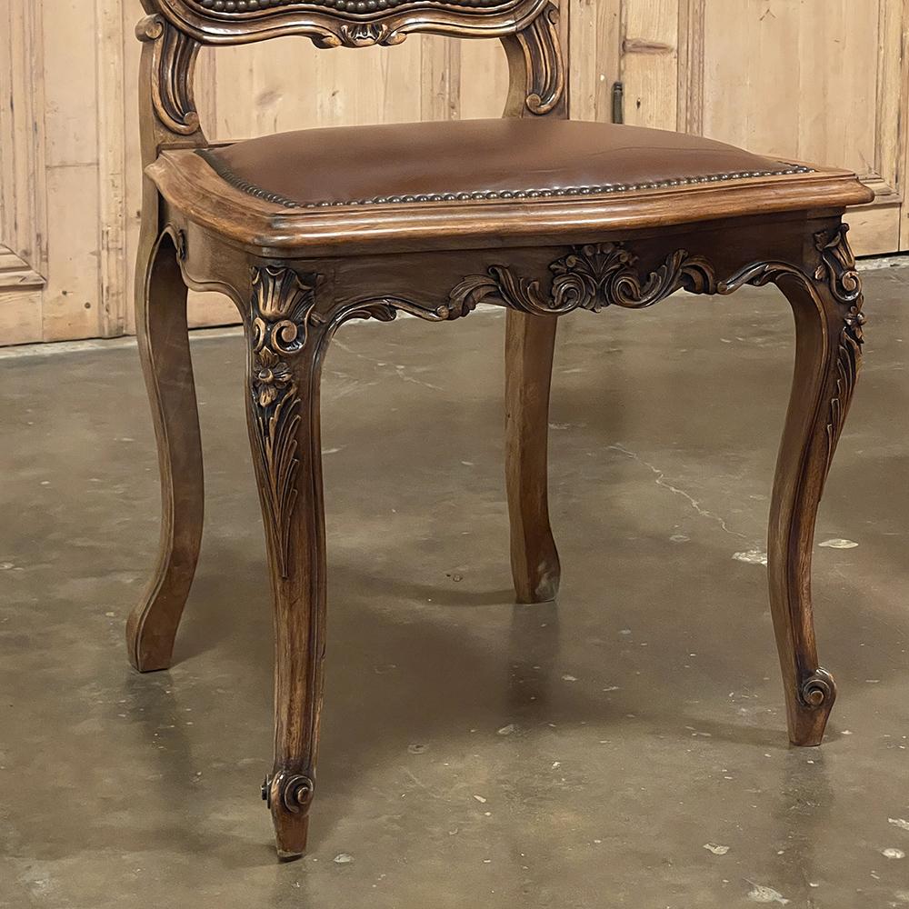 Set of Six Antique French Louis XIV Walnut Dining Chairs For Sale 6