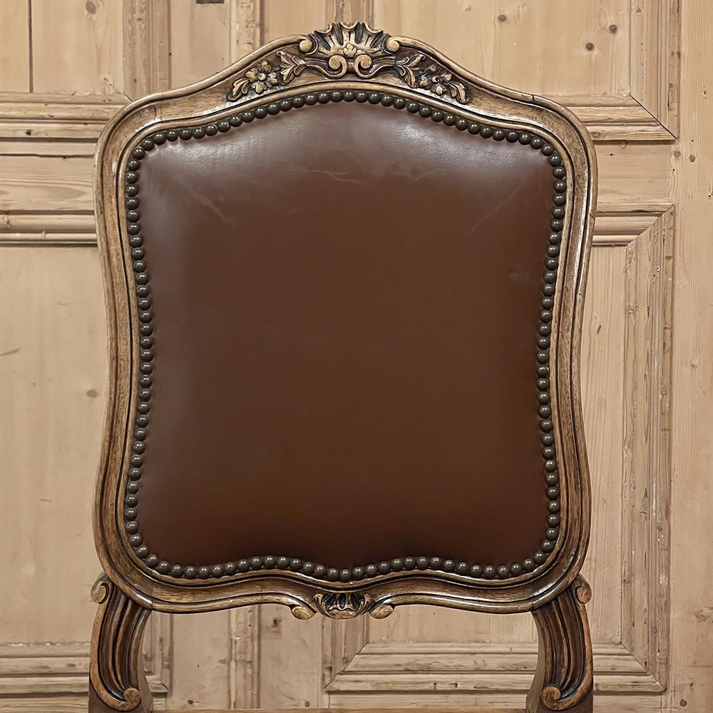 Set of Six Antique French Louis XIV Walnut Dining Chairs For Sale 7