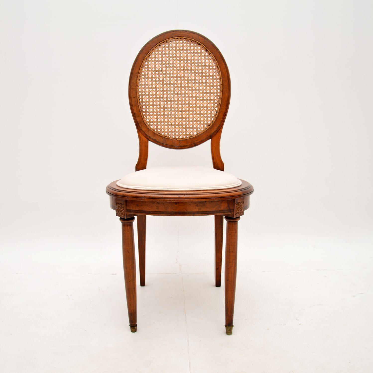 Set of Six Antique French Walnut Cane Back Dining Chairs In Good Condition In London, GB