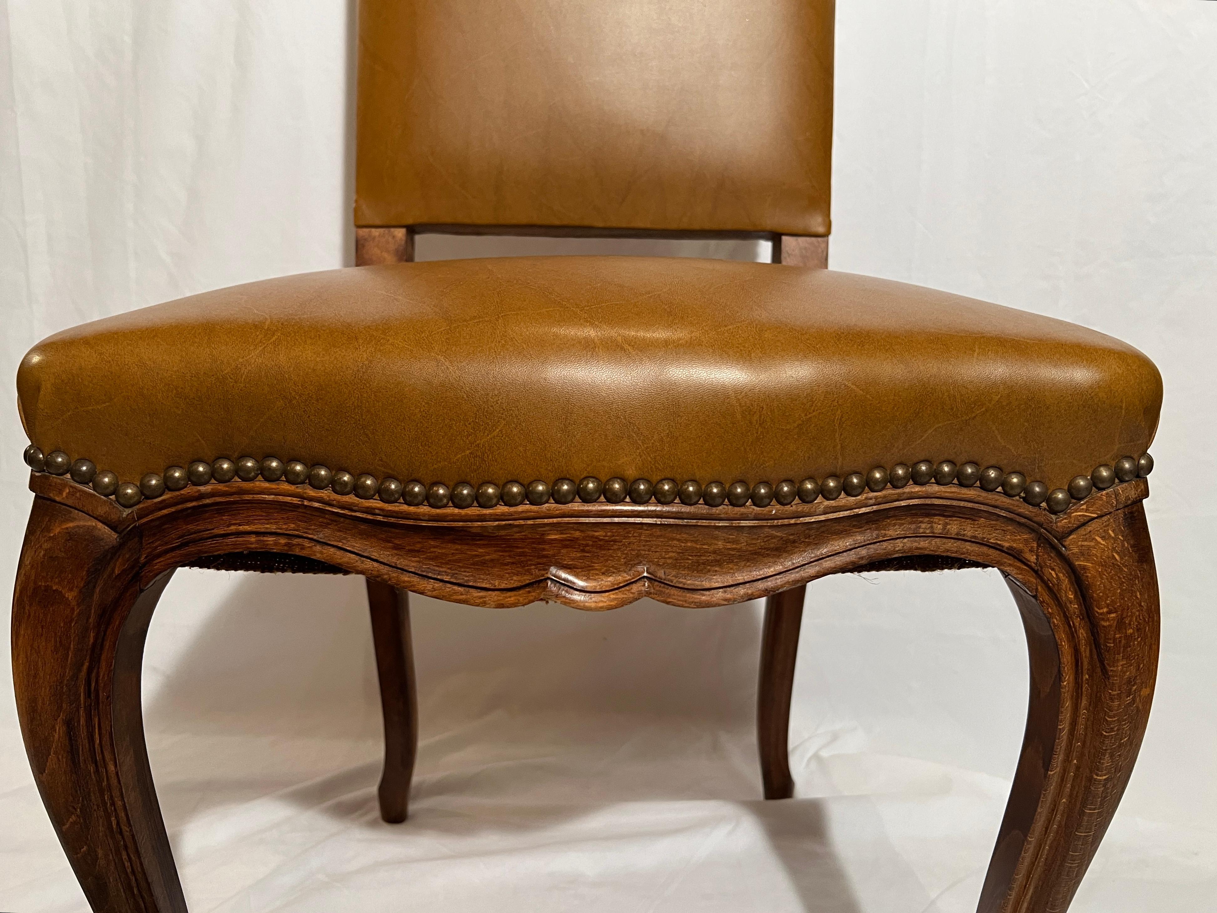 Set of Six Antique French Walnut Dining Chairs  For Sale 1