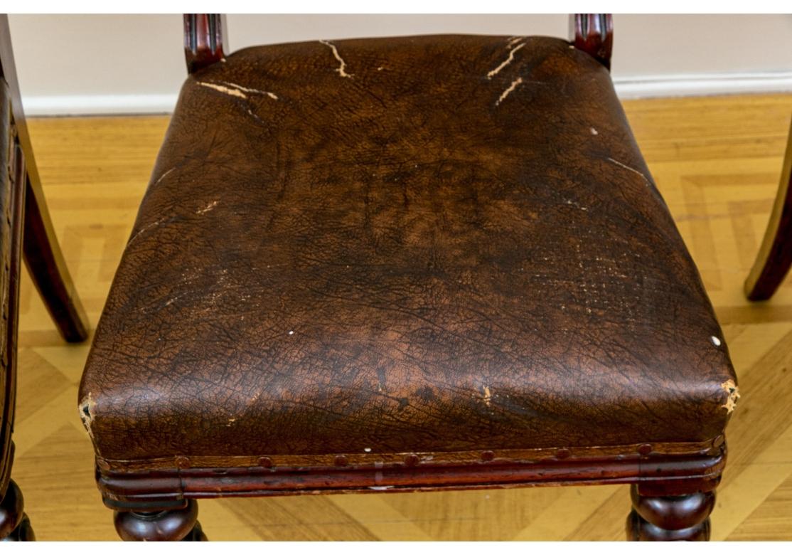 Set Of Six  Antique Georgian Style Leather Chairs For Sale 6