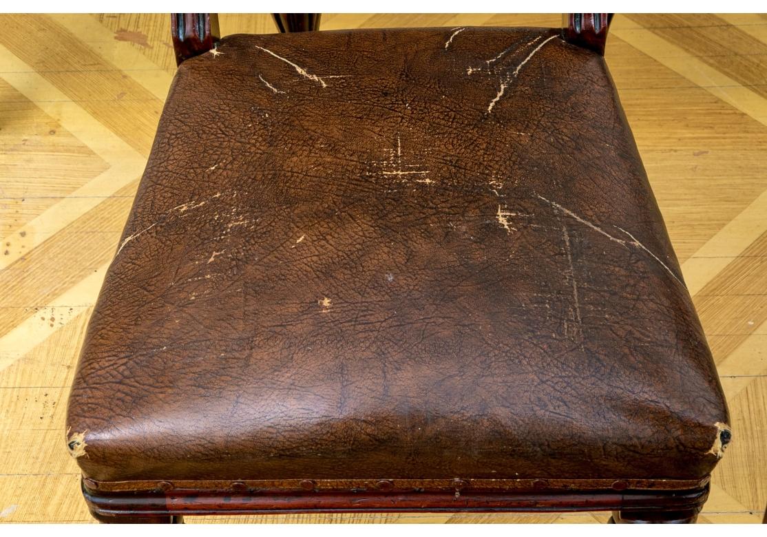 Set Of Six  Antique Georgian Style Leather Chairs For Sale 10