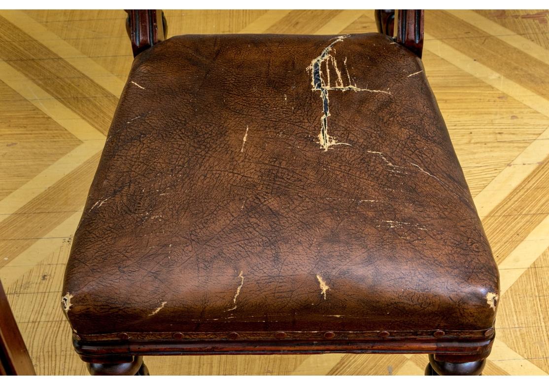 Set Of Six  Antique Georgian Style Leather Chairs For Sale 13