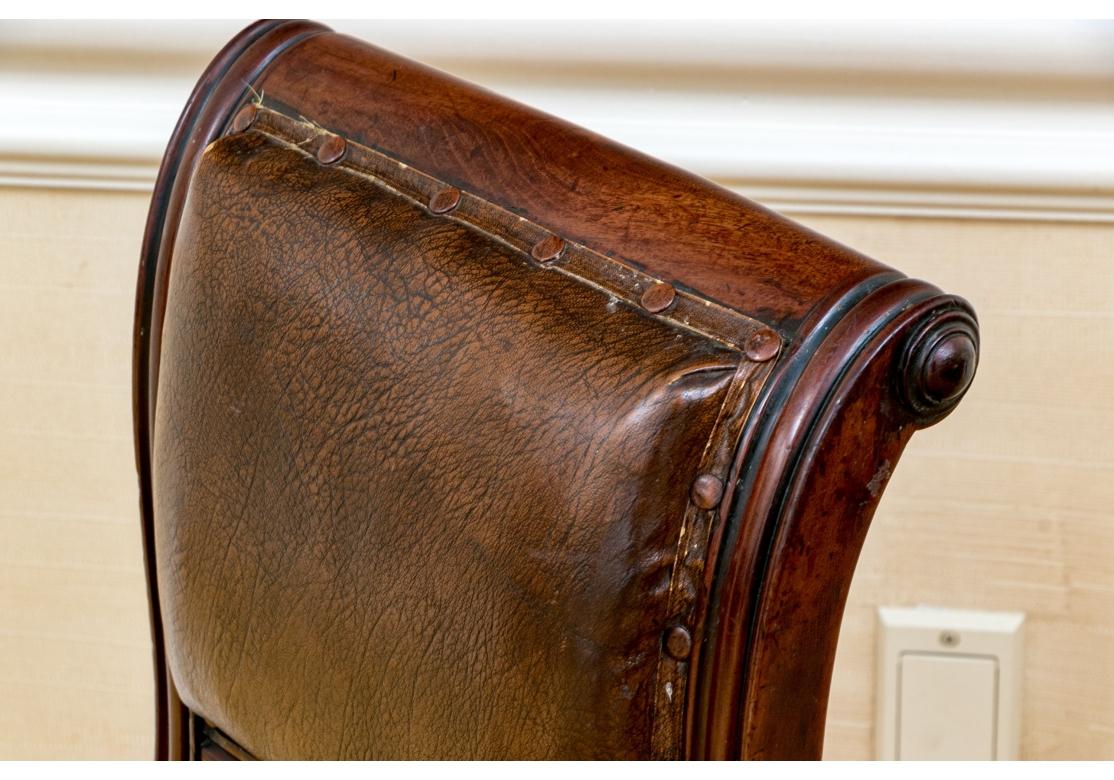 Set Of Six  Antique Georgian Style Leather Chairs For Sale 14