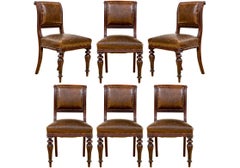 Set Of Six  Antique Georgian Style Leather Chairs