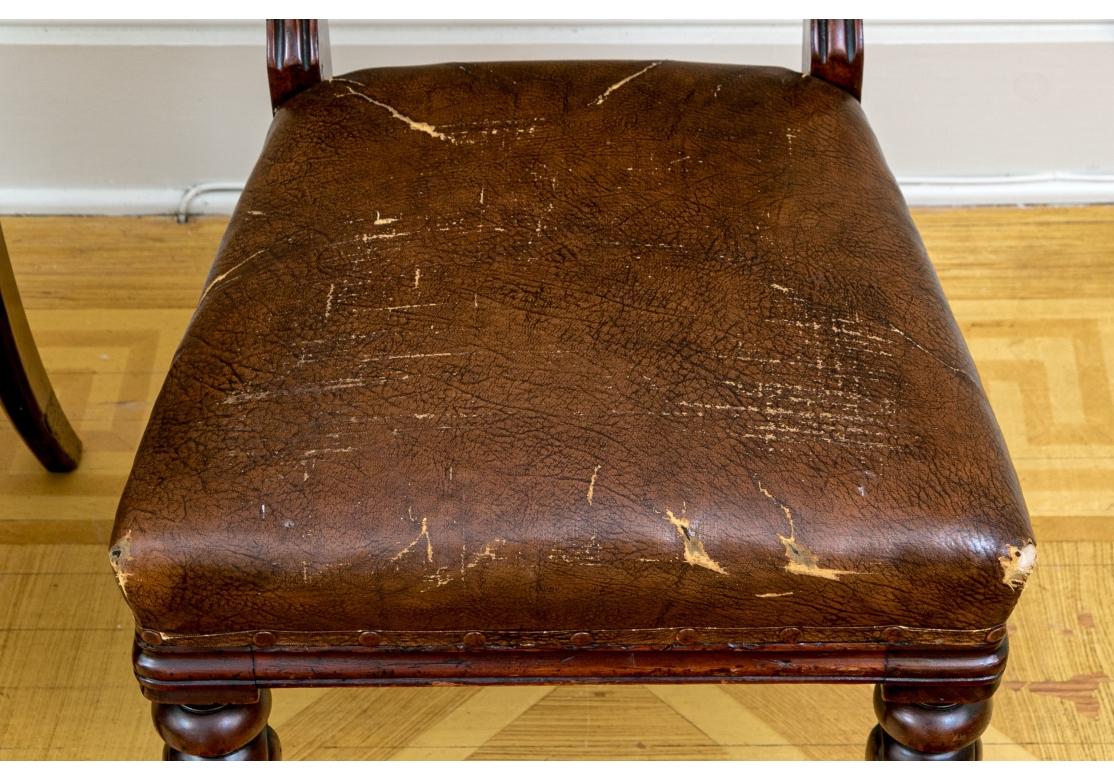 Set Of Six  Antique Georgian Style Leather Chairs For Sale 16