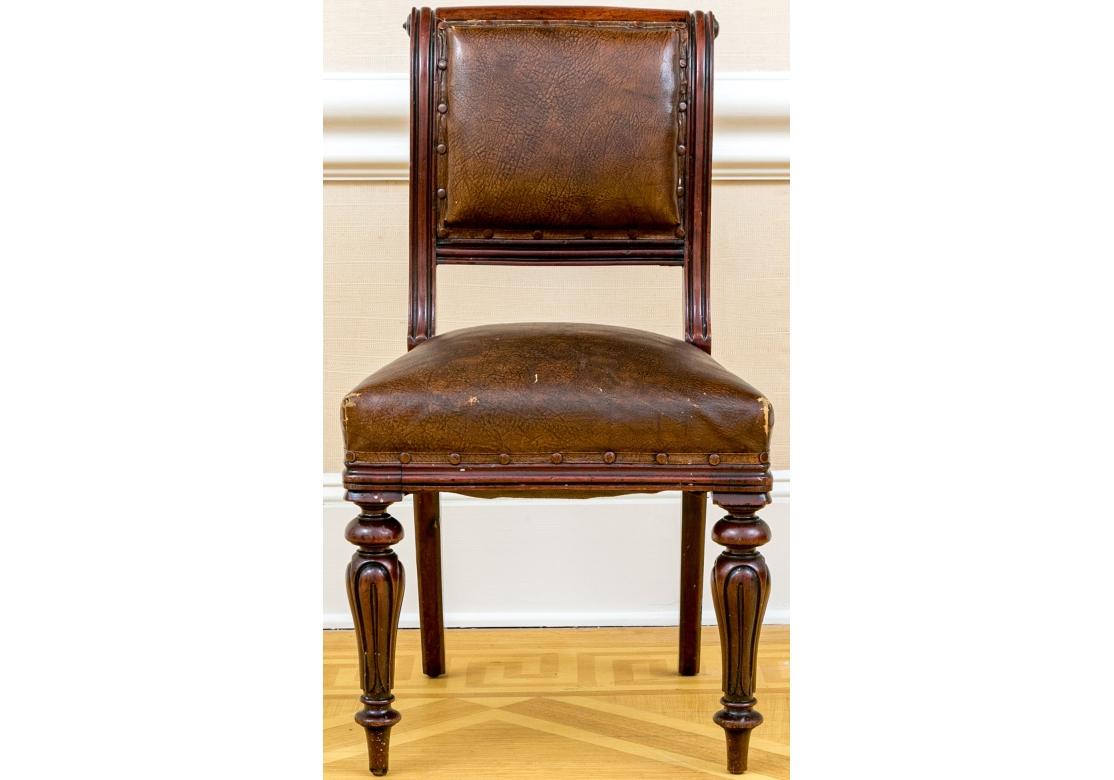 Set Of Six  Antique Georgian Style Leather Chairs For Sale 1
