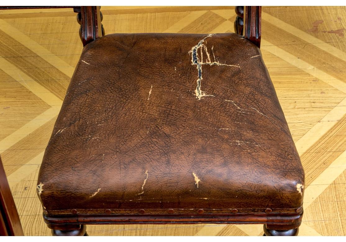 Set Of Six  Antique Georgian Style Leather Chairs For Sale 2