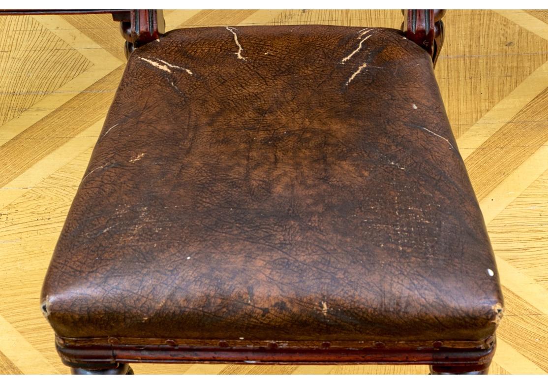 Set Of Six  Antique Georgian Style Leather Chairs For Sale 5