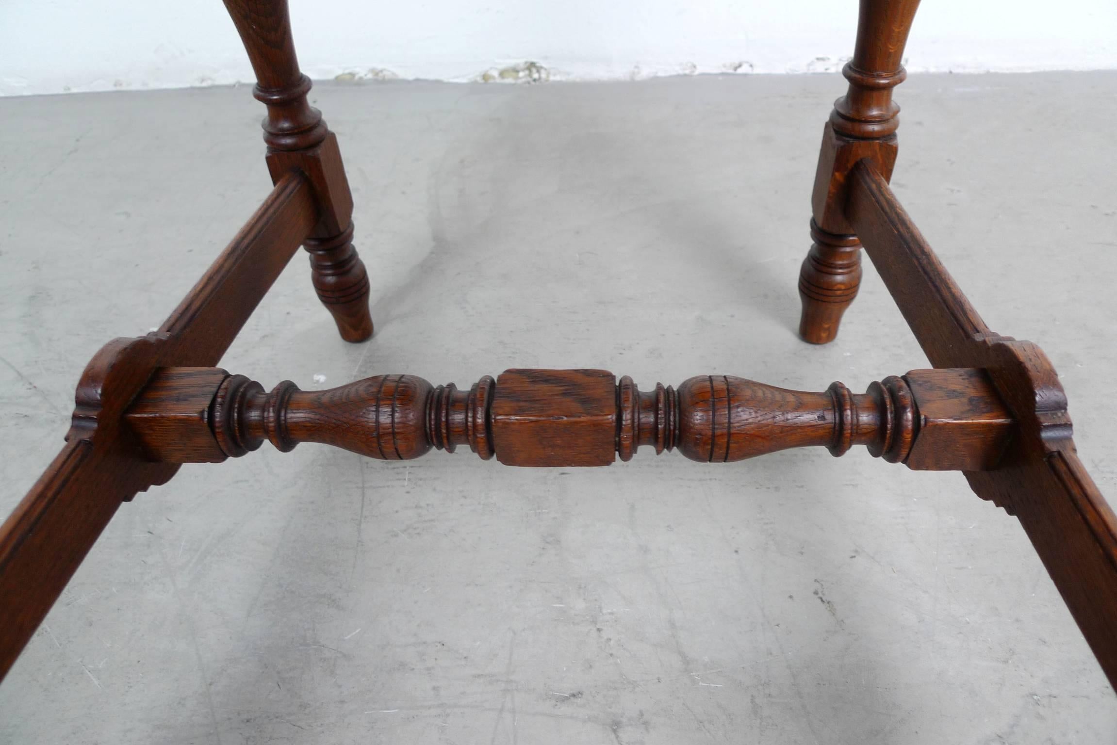 Set of Six Antique German Oak Dining Chairs from the 1890s For Sale 7