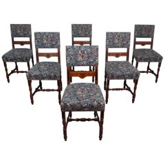 Set of Six Antique German Oak Dining Chairs from the 1890s
