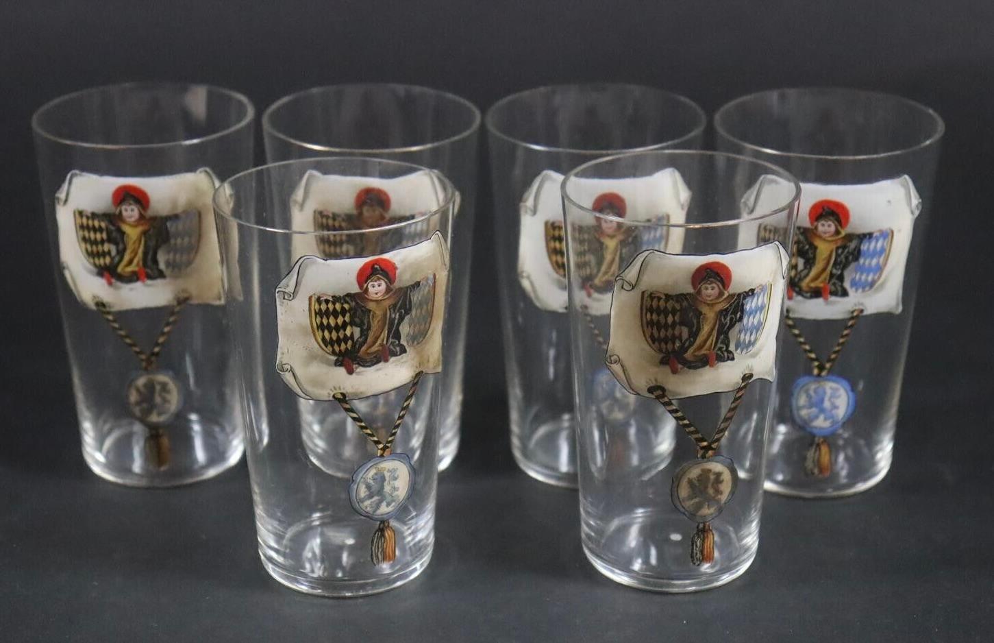 Set of Six Antique Germany Munich Child Glasses in Box, 1910s In Good Condition For Sale In Nuernberg, DE