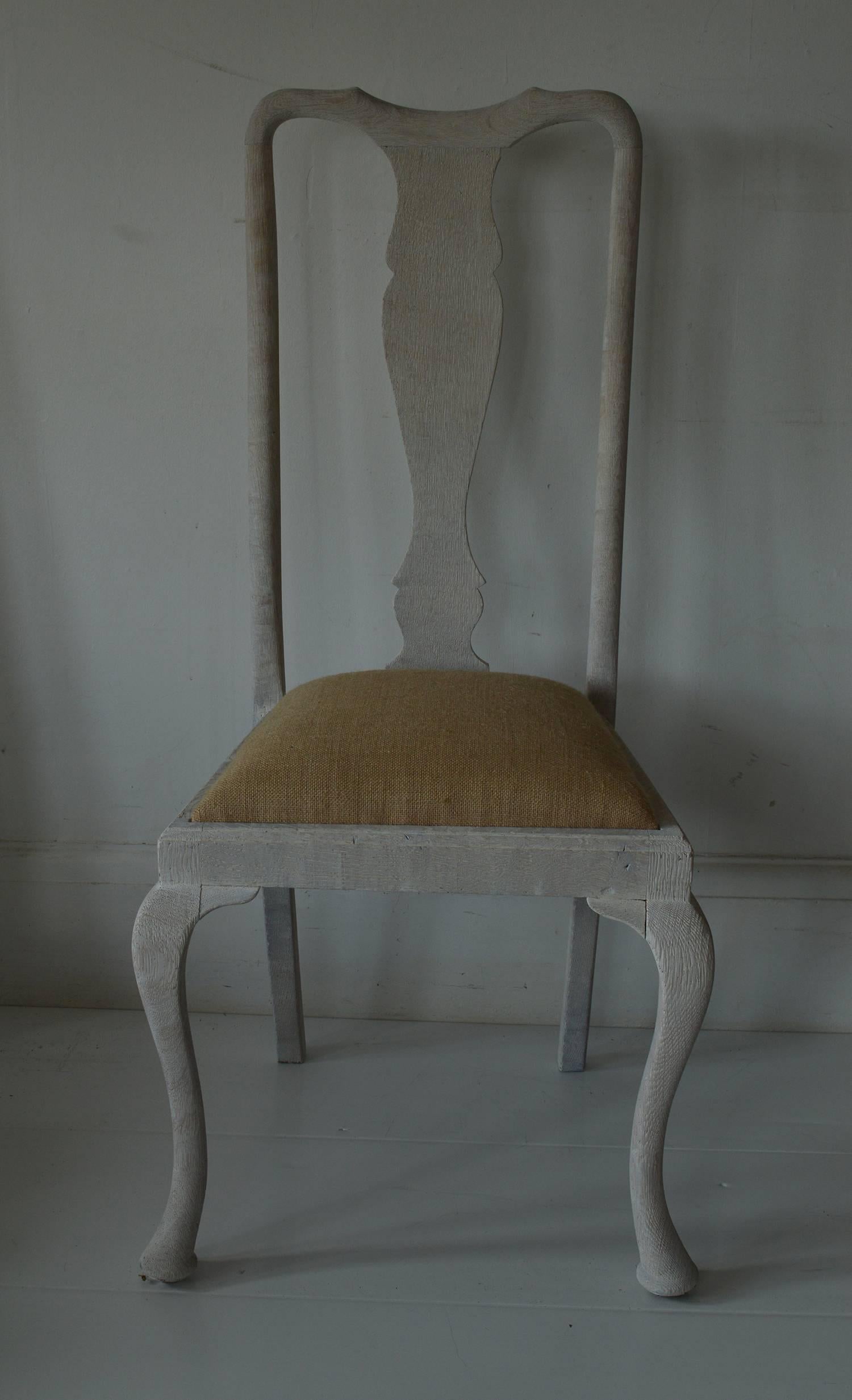 Set of Six Antique Gustavian Style Limed Oak Dining Chairs In Good Condition In St Annes, Lancashire