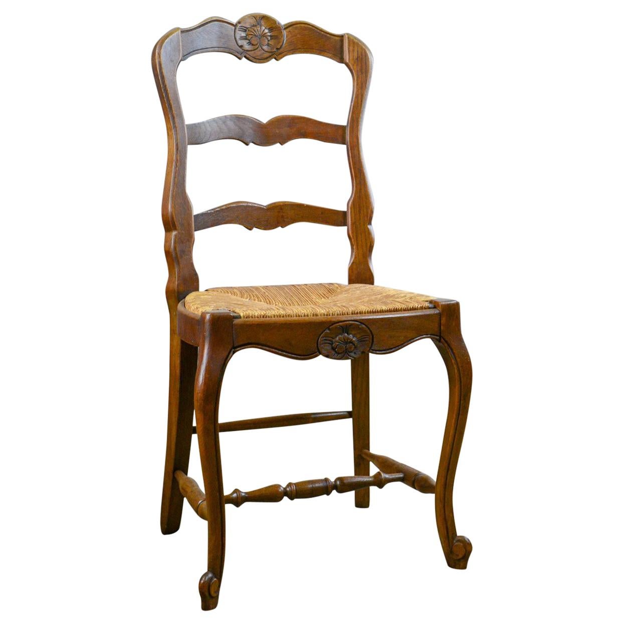 Set of Six Antique Kitchen Chairs, French Country Dining, circa 1910 at