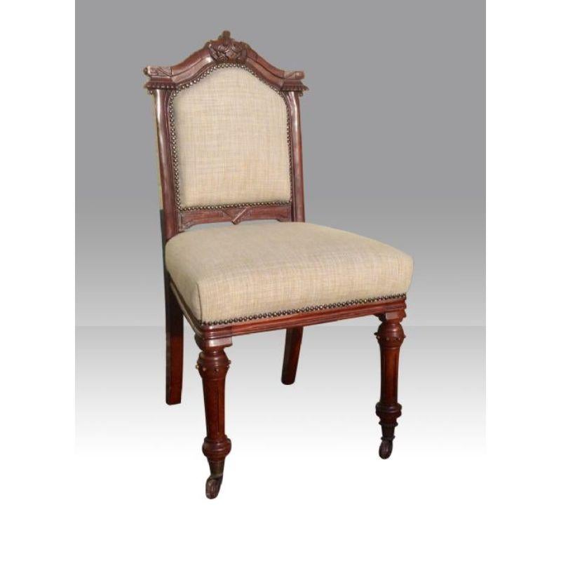 Victorian Set of Six Antique Mahogany Upholstered Dining Chairs For Sale