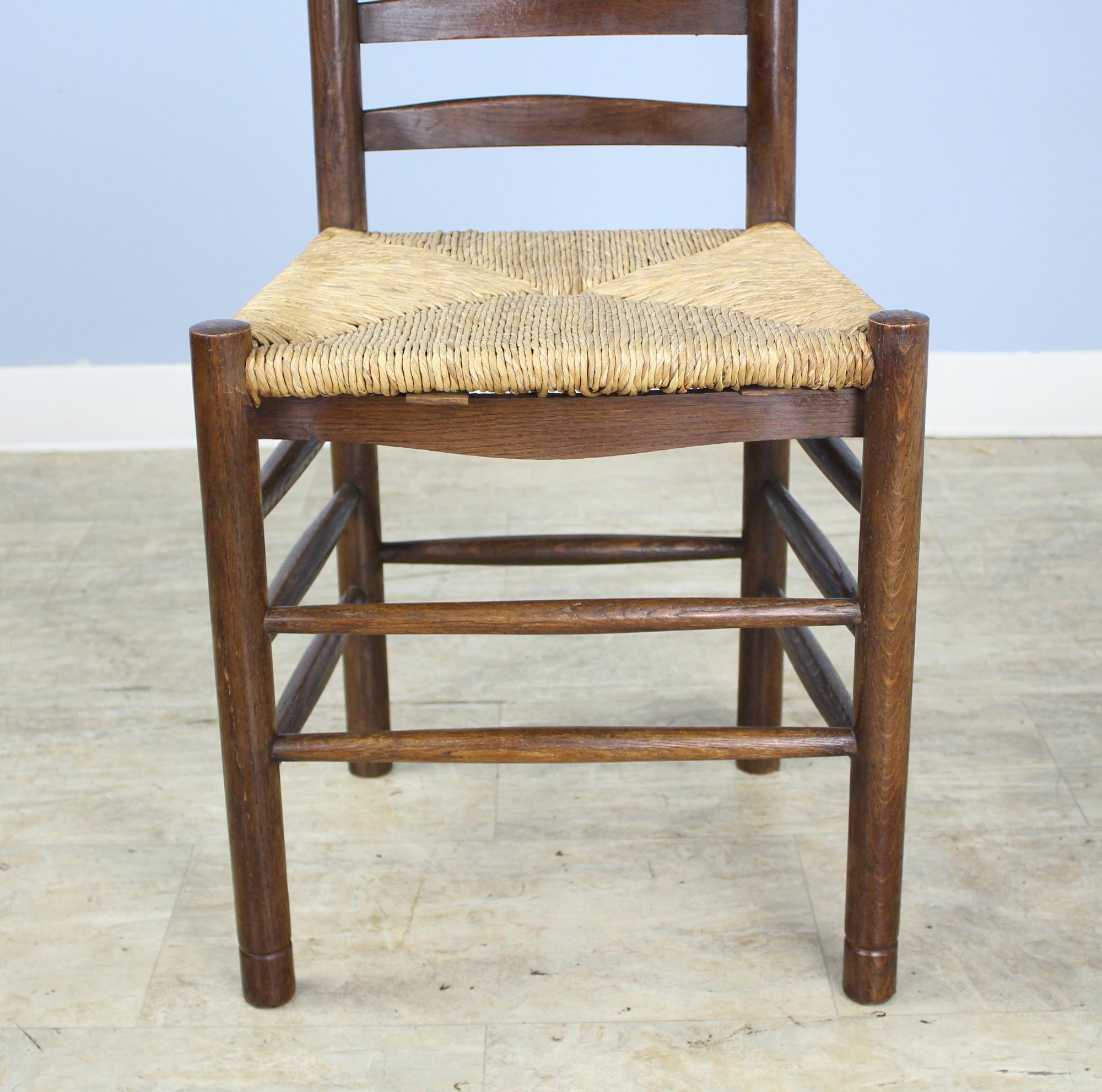 English Set of Six Antique Oak Church Chairs