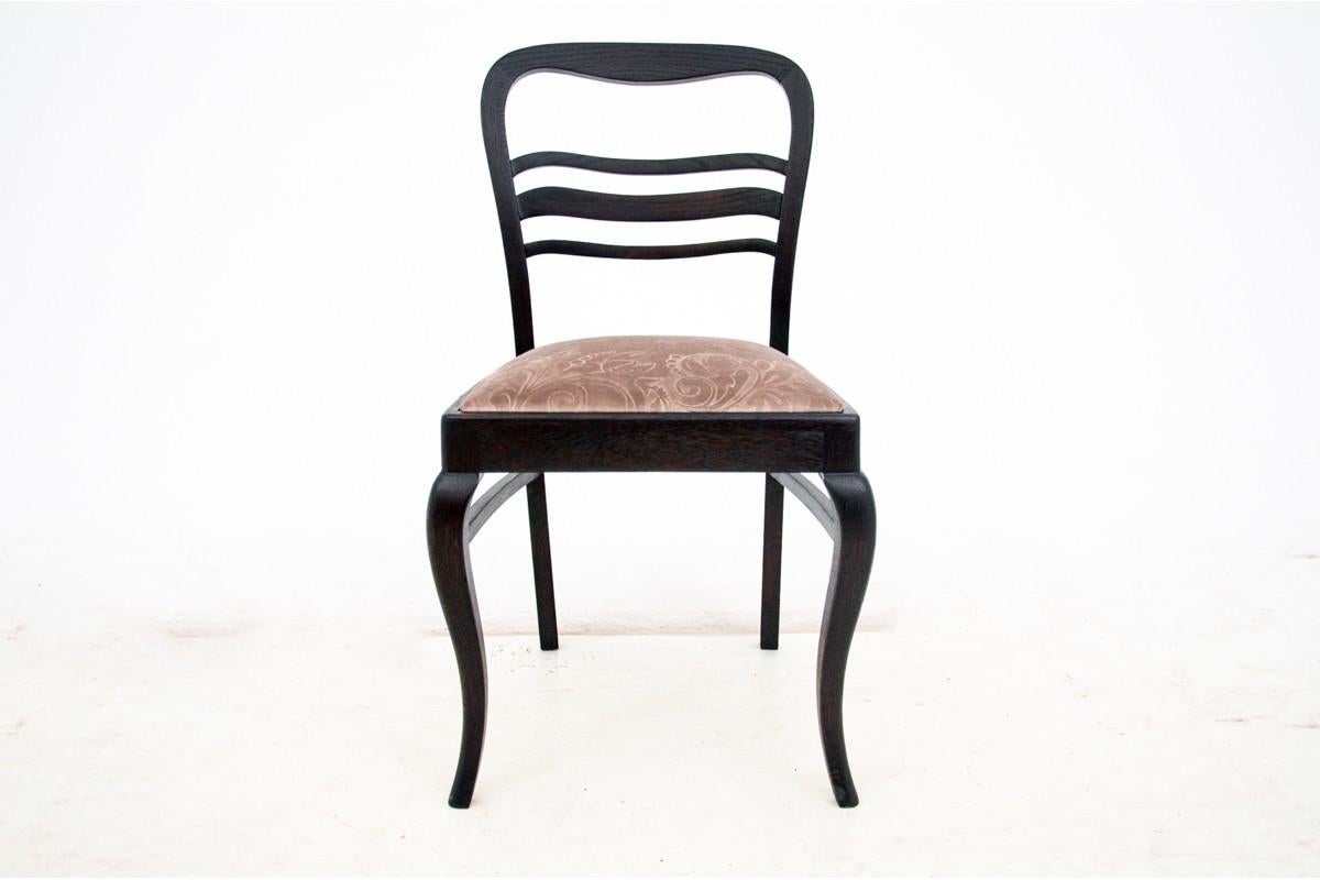 Set of Six Antique Oak Dining Chairs, Poland, 1930s For Sale 1