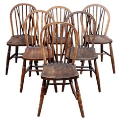 Set of Six Antique Oak Windsor Side Chairs
