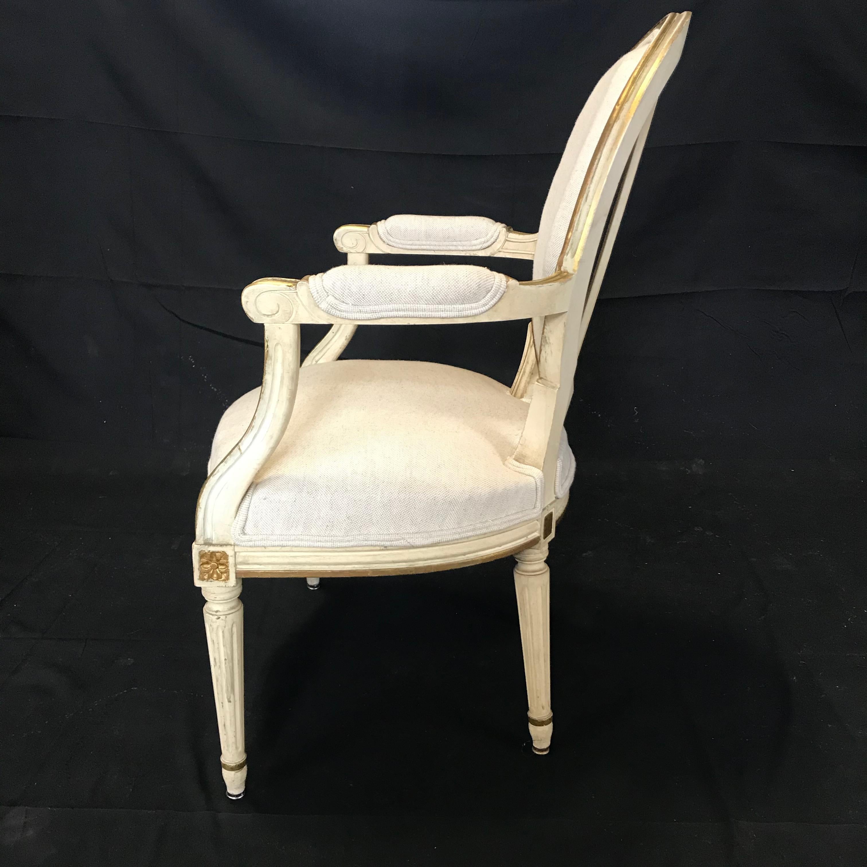 Set of Six Antique Painted Louis XVI Gustavian Style Dining Chairs 2