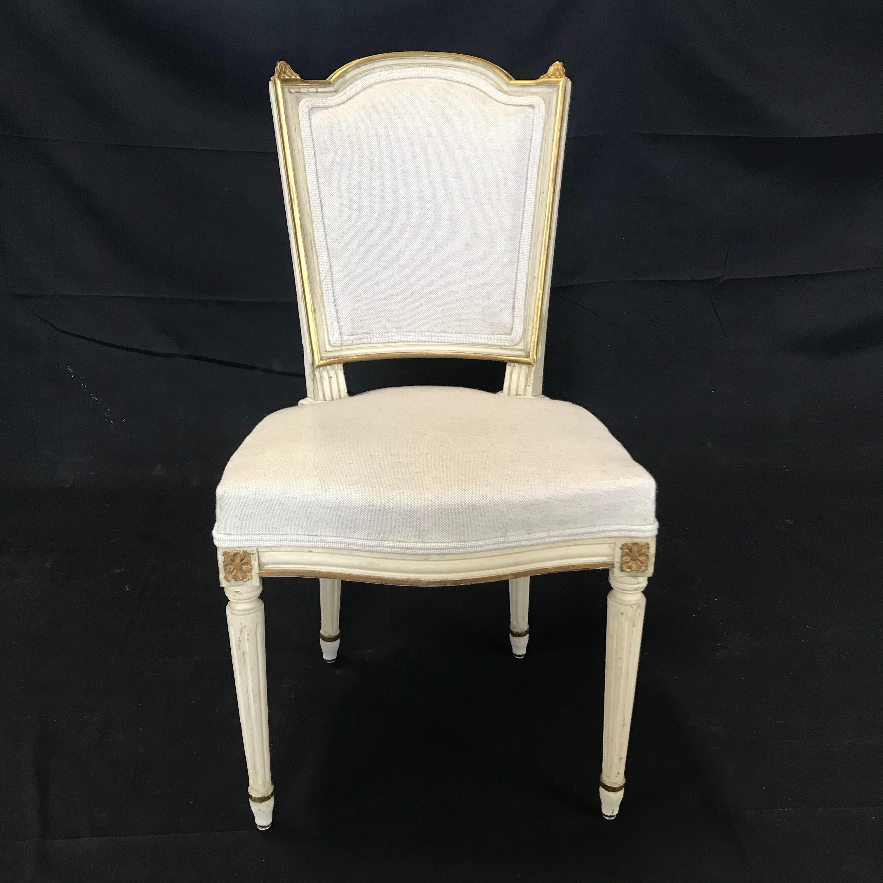 Set of Six Antique Painted Louis XVI Gustavian Style Dining Chairs 3