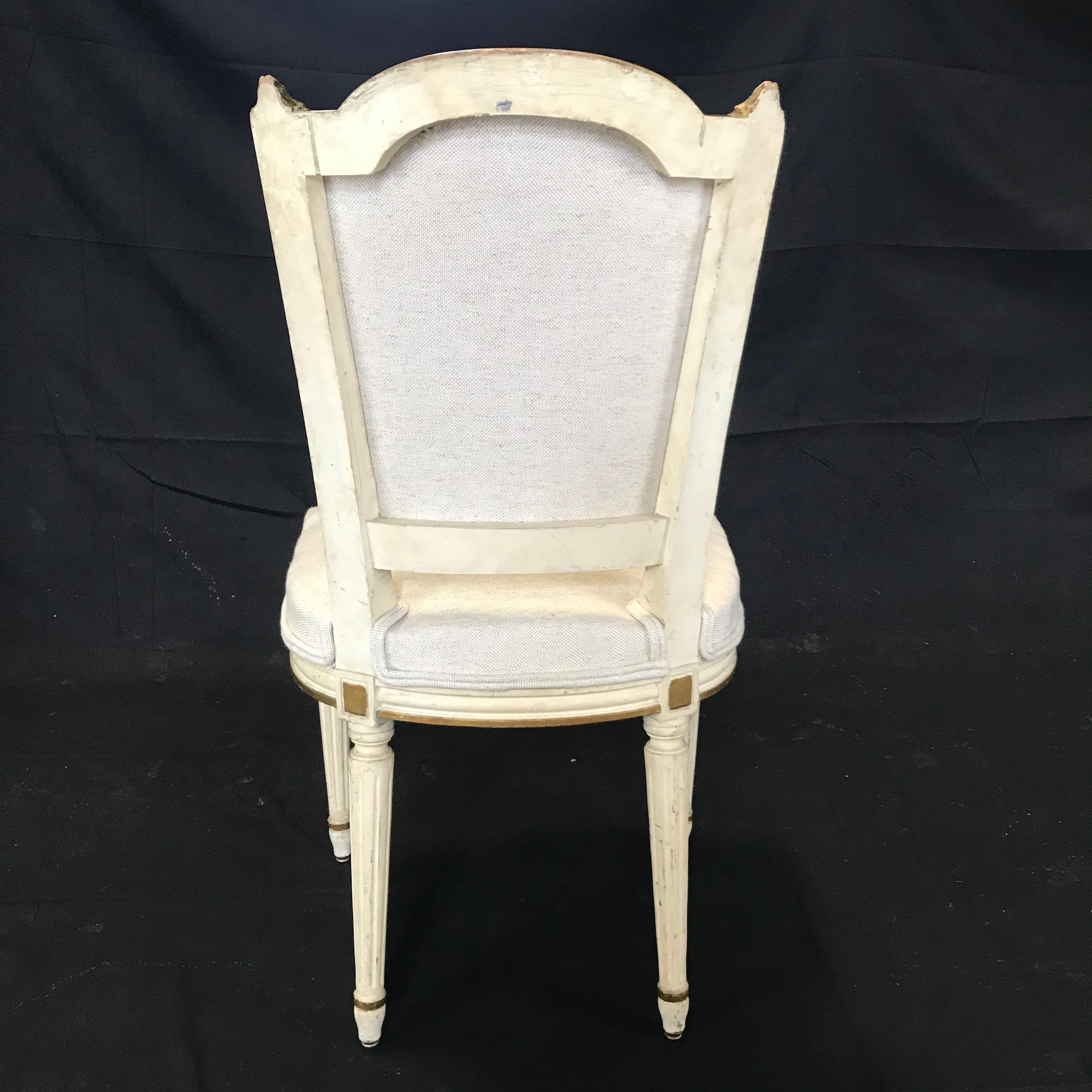 Set of Six Antique Painted Louis XVI Gustavian Style Dining Chairs 4